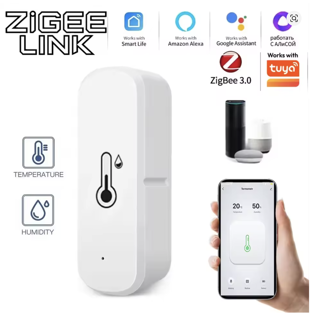 Датчик темп./вологості Zigbee 3.0